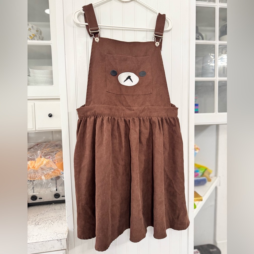 Cute teddy bear overall dress 2x
